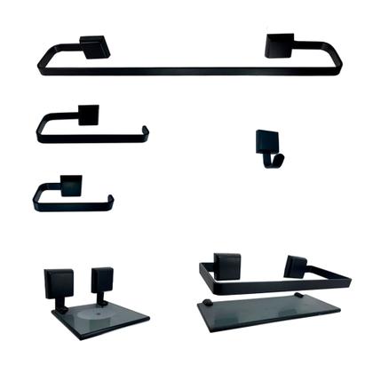 Imagem de 1 Kit Para Banheiro Luxo Preto 6 Peças Fumê