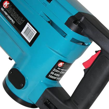 Imagem de 1 Martelete Rompedor Demolidor 15kg 1800W Profissional com Maleta Ponteira Talhadeira Alta Potência 