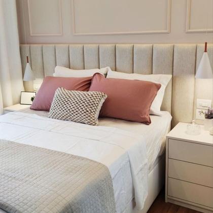 Imagem de 1 Módulo 60cmX20cm Cabeceira Modulada Estofada Palha Retangular Para Cama Box Queen King Solteiro ou Casal