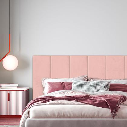 Imagem de 1 Módulo 60cmX20cm Cabeceira Modulada Estofada Rosa Retangular Para Cama Box Queen King Solteiro ou Casal