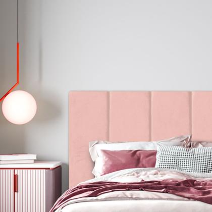 Imagem de 1 Módulo 60cmX20cm Cabeceira Modulada Estofada Rosa Retangular Para Cama Box Queen King Solteiro ou Casal