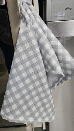 Imagem de 1 pano de copa prato grande xadrez felpado toque macio cinza