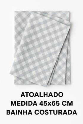 Imagem de 1 pano de copa prato grande xadrez felpado toque macio cinza