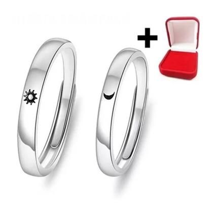 Imagem de 1 Par de Anéis Sol e Lua  Acessório Casal com Embalagem