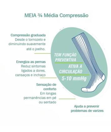 Imagem de 1 Par Meia 3/4 Compressão Masculina Saúde/conforto Selene