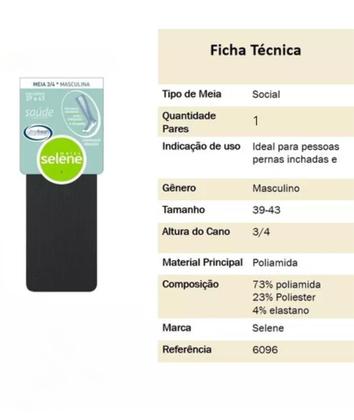 Imagem de 1 Par Meia 3/4 Compressão Masculina Saúde/conforto Selene