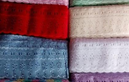 Imagem de 1 pc bordado ingles branco e 1 passafita branco 1 bordado branco