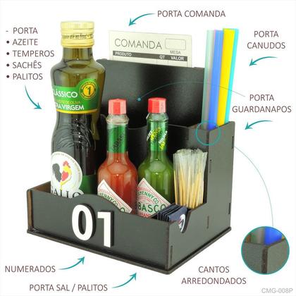 Imagem de 1 Porta Comanda Azeite Temperos Sal Canudo Palito Guardanapo Churrascaria Preto