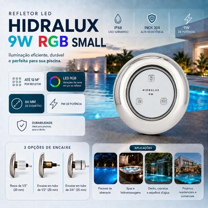 Imagem de 1 Refletor Led 9w RGB Inox S para Iluminação Piscina