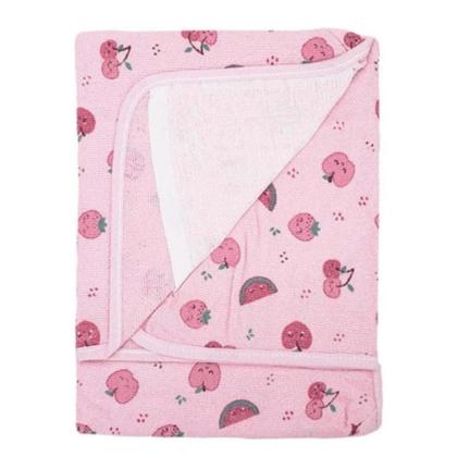 Imagem de 1 Toalha De Banho Rosa Bebê Forrada De Fralda Com Capuz