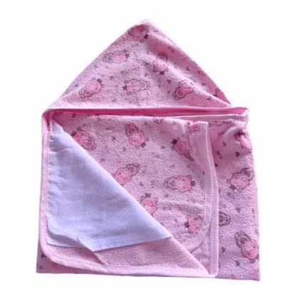 Imagem de 1 Toalha De Banho Rosa Bebê Forrada De Fralda Com Capuz