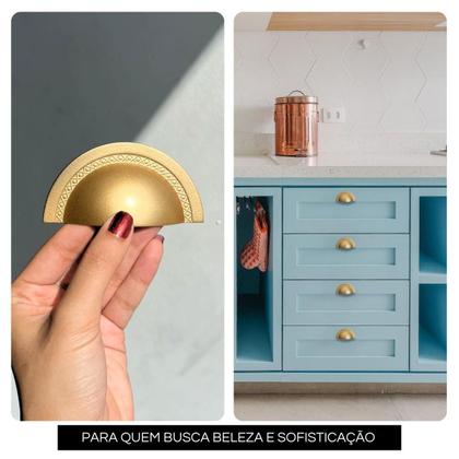 Imagem de 1 Unid. Puxador De Gaveta, Armário, Concha Shell Dourado Fosco 64mm
