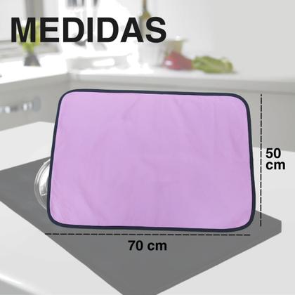 Imagem de 1 Unidade de Tapete Escorredor para Cozinha, Bancadas, Pias, Taças, Cafeteira, 70x50cm (Rosa)