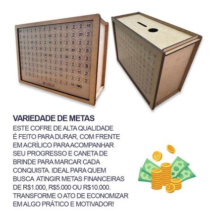 Imagem de 1 Woodbox Criativo Decorativo Guarde Dinheiro Método Japonês Prático Divertido e Eficiente - 1 Mil reais - Cofre Poupança, Cofrinho.