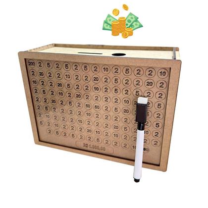 Imagem de 1 Woodbox Criativo Decorativo Guarde Dinheiro Método Japonês Prático Divertido e Eficiente - 1 Mil reais - Cofre Poupança, Cofrinho.