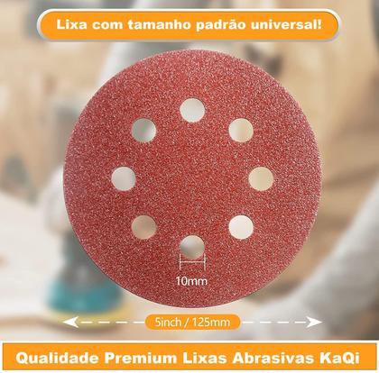 Imagem de 1 X Lixa Disco Grão 5 Polegadas 125Mm 8 Furos Lixadeira