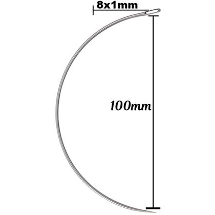 Imagem de 10 Agulhas Curva Manual Costurar Reparar Couro Tapete Reparação Fio Encerado 10cm Furo Olho 8x1mm