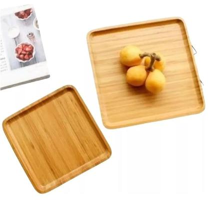Imagem de 10 Bandejas Petisqueira Quadrada De Bambu 17cm Para Servir