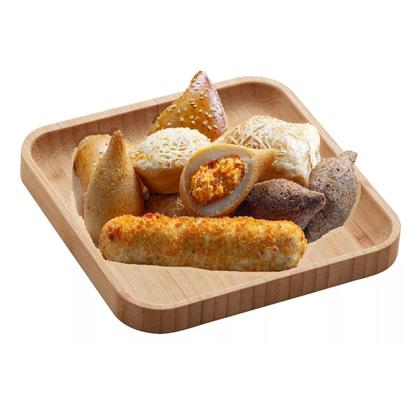 Imagem de 10 Bandejas Petisqueira Quadrada De Bambu 17cm Para Servir