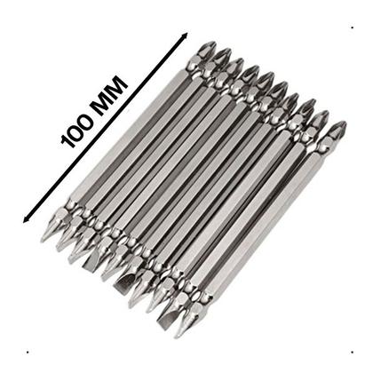 Imagem de 10 Bits Ponta Dupla Philips e Fenda Longa 100mm Imantada