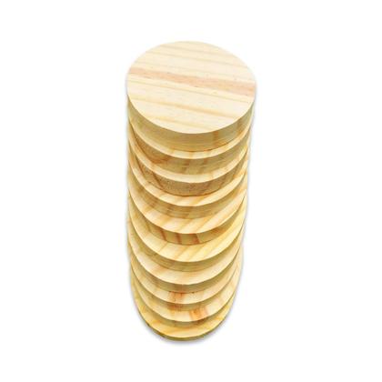 Imagem de 10 Bolachas Disco Madeira Pinus 7,5 Cm Diâmetro Artesanato - PEQUENO