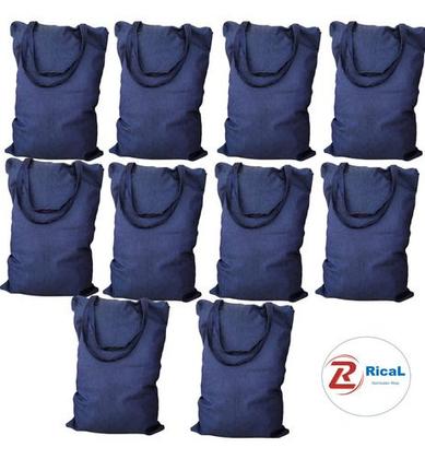 Imagem de 10 Bolsa Jeans Extra Grande Sacoleiro 90x70cm Bom Acabamento