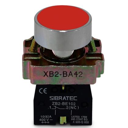 Imagem de 10 botão de impulso ampb6r ou xb2-ba42 vermelho 1nf sibratec