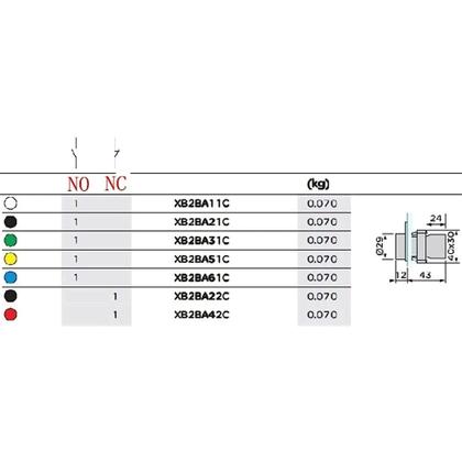 Imagem de 10 botão de impulso ampb6r ou xb2-ba42 vermelho 1nf sibratec