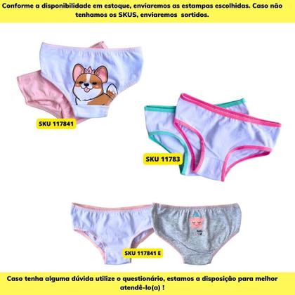 Imagem de 10 Calcinhas Juvenil +1 Top Nadador  4 a 10 Anos 100% Algodão