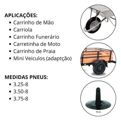 Imagem de 10 Câmaras De Ar P/ Carrinho De Mao E Carriola 3.50 X 8 Tr13