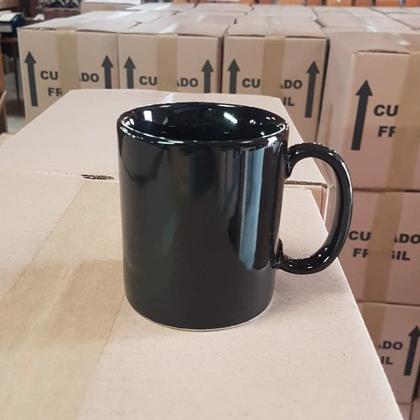 Imagem de 10 Canecas de Porcelana Preta (Não é para Sublimar) 300ML Lettering Promocional