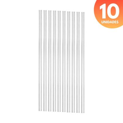 Imagem de 10 Canudo Transparente Plástico Rígido 31cm Extra Largo Reutilizável Copo Copão