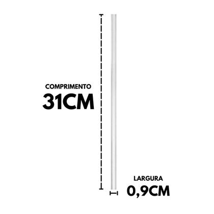 Imagem de 10 Canudo Transparente Plástico Rígido 31cm Extra Largo Reutilizável Copo Copão