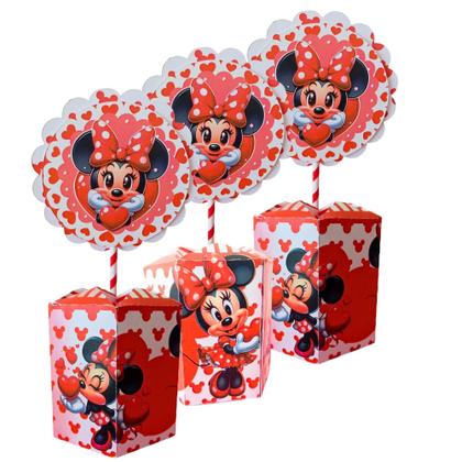 Imagem de 10 Centro De Mesa Decorativos Minnie Vermelha Aniversário