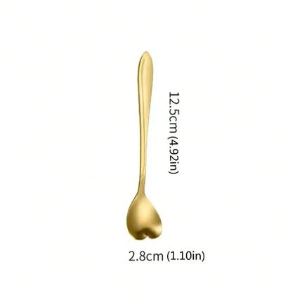 Imagem de 10 colheres design coração em aço inoxidável dourada