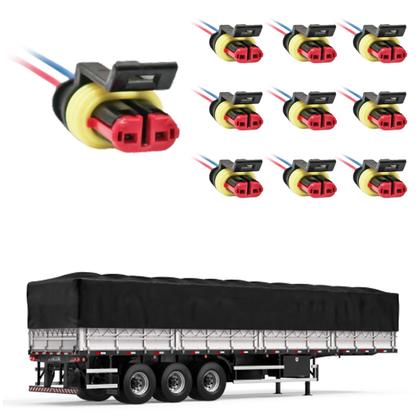 10 Conector Chicote Lanterna LED Lateral Carreta 2 vias - DW Componentes Imagem de 10 Conector Chicote Lanterna LED Lateral Carreta 2 vias