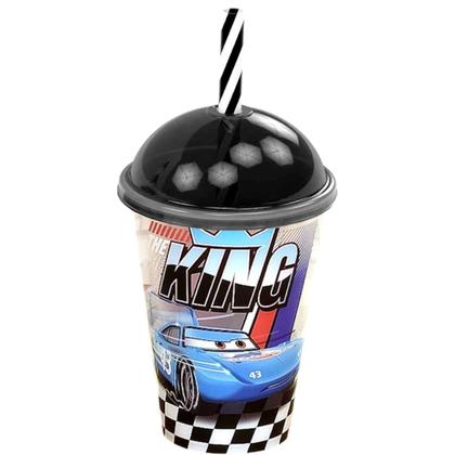 Imagem de 10 Copos com Canudo e Tampa 280ml do Carros Mcqueen p/ Sacola Surpresa Festa