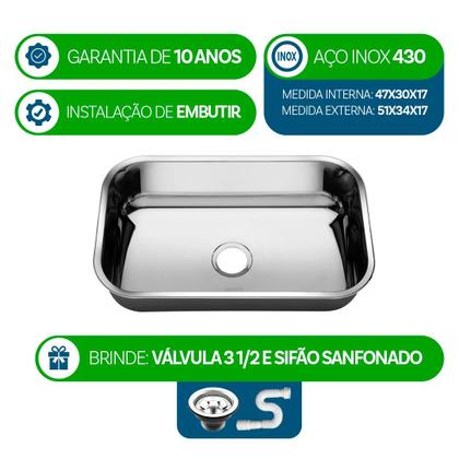 Imagem de 10 Cubas Pia Inox N1 47x30x17 Aço 430 Cozinha As Atacado Kit