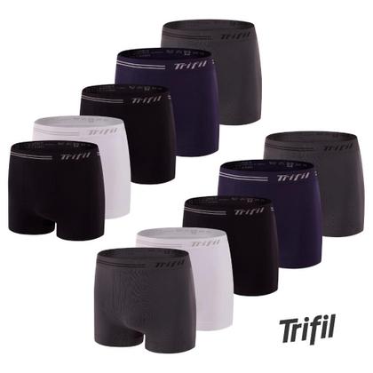 Imagem de 10 Cuecas Boxer Masculina Trifil Sem Costura De Microfibra Toque Macio Box Básica