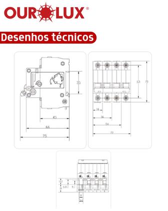 Imagem de 10 Disjuntor Tripolar 20 Amperes Curva C Ourolux