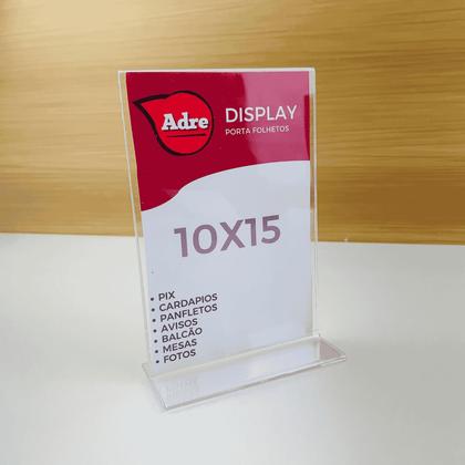 Imagem de 10 Display A6 T Expositor 10x15 Acrílico Bar Restaurante Comercio Pix QRcode Aviso