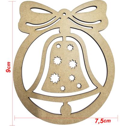 Imagem de 10 Enfeite Natal 9x7cm Sino Estrelado Laço Lacinho Pendurar