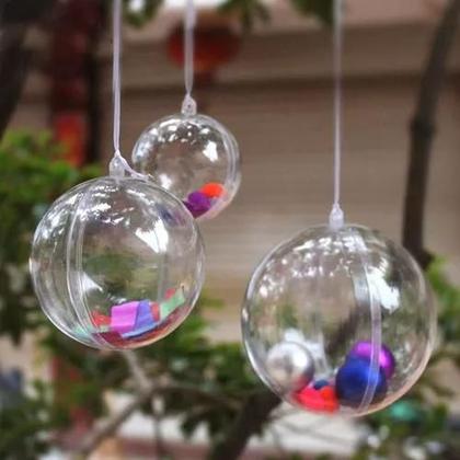 Imagem de 10 Esfera 8cm Bola Acrílica De Natal Enfeite De Arvore Lisa