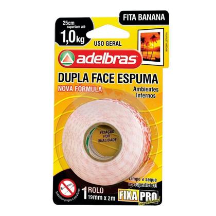 Imagem de 10 Fitas Banana Dupla Face Espuma Fixa Pro 19Mm X 2M Atacado