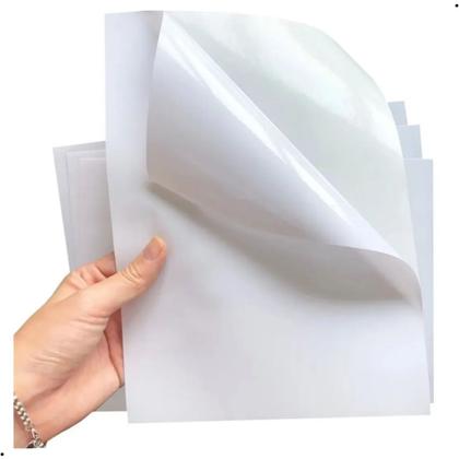 Imagem de 10 Folhas Papel Auto Adesivo Vinil Branco Jato De Tinta A4 Prova Dágua
