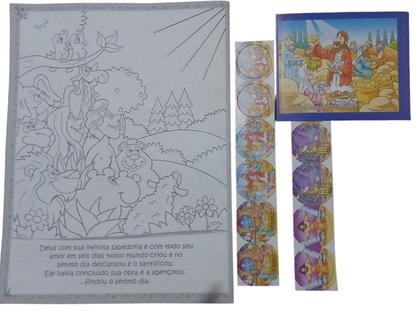 Imagem de 10 Kit Desenhos de Colorir + Quebra Cabeça + Jogo da Memória com 10 Peças Cada Histórias Bíblicas