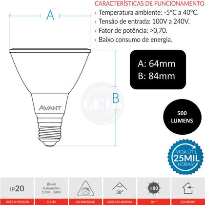 Imagem de 10 Lampada Led Par 20 7w Branco Frio 6500k E27 Bivolt