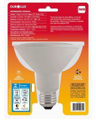Imagem de 10 Lâmpadas de Led Par38 Ourolux 12w E27 Cor da Luz Branco Frio 6500K Bivolt 36g