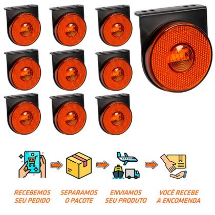 Imagem de 10 Lanterna Lateral Noma LED Âmbar 85mm c/ Sup. - Conect.