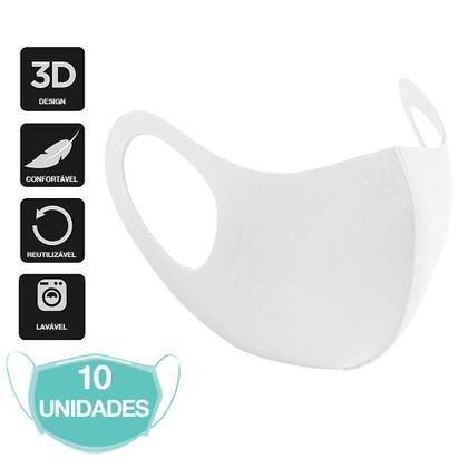 Imagem de 10 Máscaras Laváveis Reutilizável Branca Cuidado Pessoal